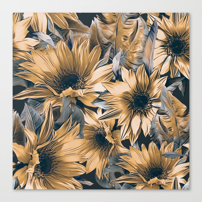Sunflowers seamless pattern Canvas Print