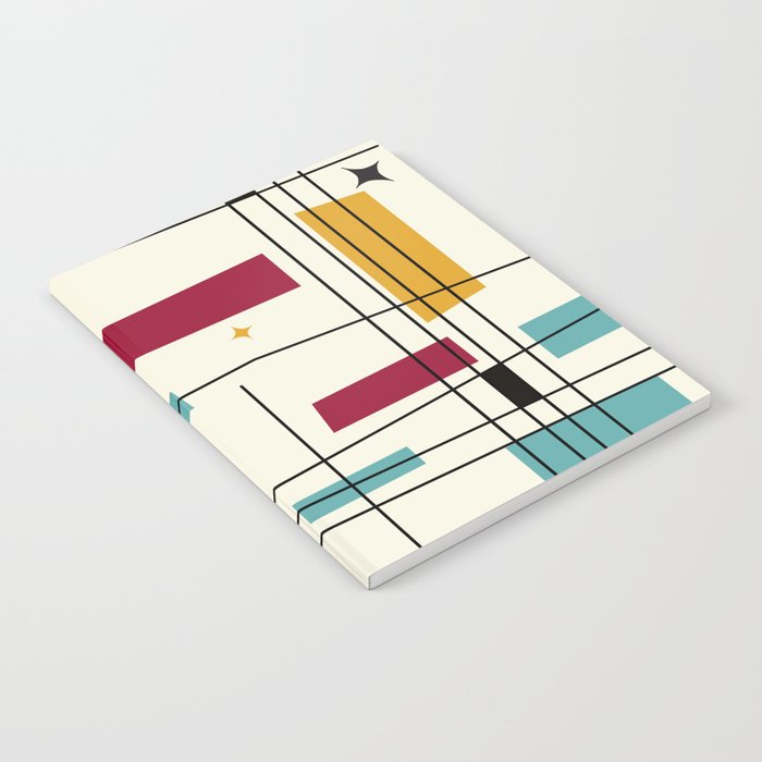Mid Century Art Bauhaus Style 1950s Colors Notebook