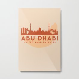 ABU DHABI UAE CITY MAP SKYLINE EARTH TONES Metal Print | Dubai, Earthtones, Abudhabi, Travel, Cityscape, Earthcolor, Skyline, Emirates, Typography, Unitedarabemirates 