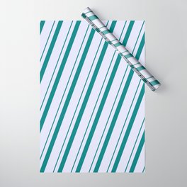 [ Thumbnail: Teal & Lavender Colored Lines/Stripes Pattern Wrapping Paper ]