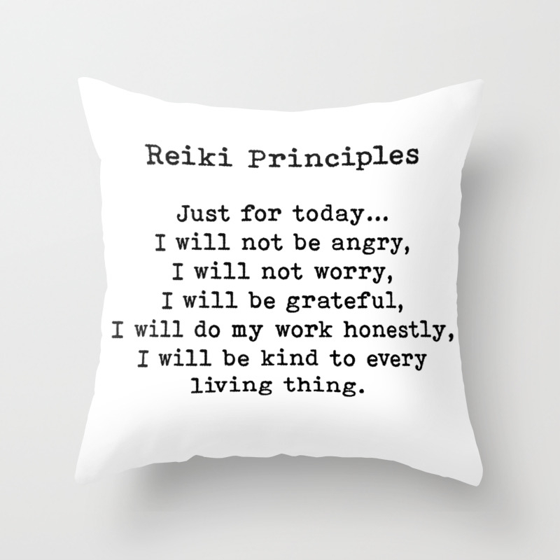 Reiki Principles Just For Today Positive Words Throw Pillow By