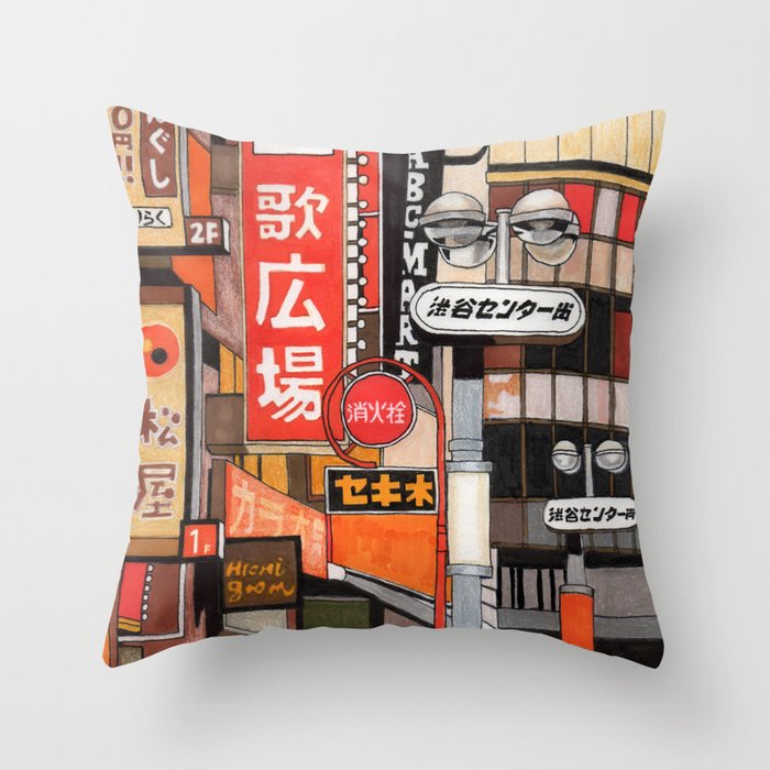 Tokyo Street Signs Throw Pillow