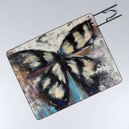 Abstract dark butterfly. Beautiful butterfly with large wings. Picnic Blanket