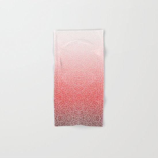 Ombre red and white swirls doodles Hand & Bath Towel