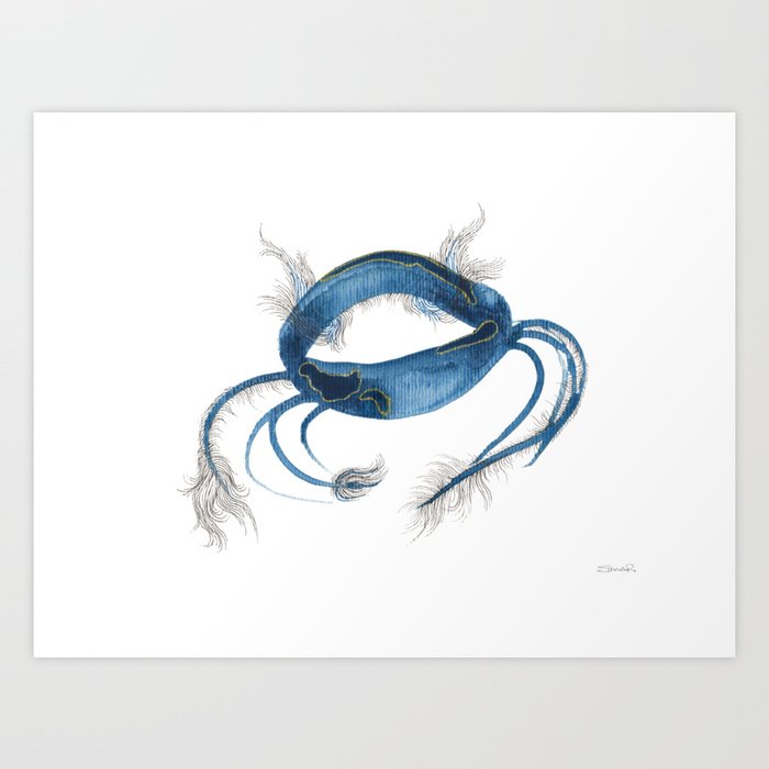 Blue Crab Art Print Abstract Painting Blue Crab Wall Art Print