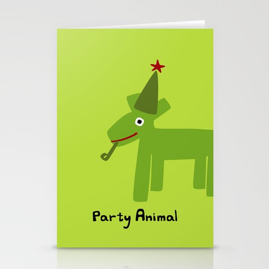 Party Animal-Green Stationery Cards