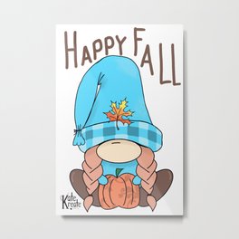Happy Fall Gnome Metal Print