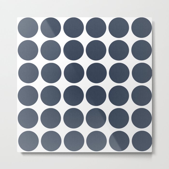 Mid-Century Modern Navy Dots On White Geo Circle Minimalist Clean Cool Pattern Metal Print