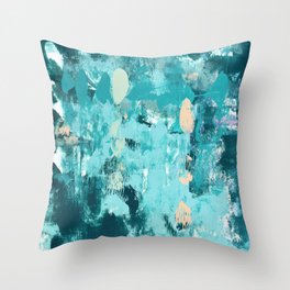 020: a vibrant abstract design in teal and peach by Alyssa Hamilton Art  Throw Pillow