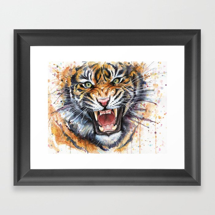 Tiger Watercolor Animal Painting Framed Art Print