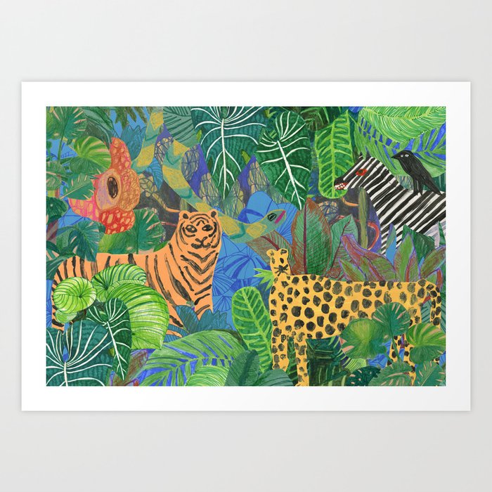 Jungle plants and animals Art Print