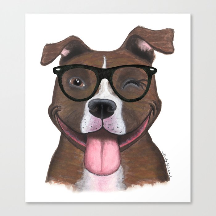 Hipster Pit Bull Canvas Print