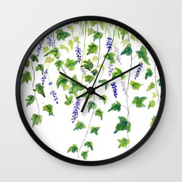 Ivy and Lavender Watercolor Wall Clock