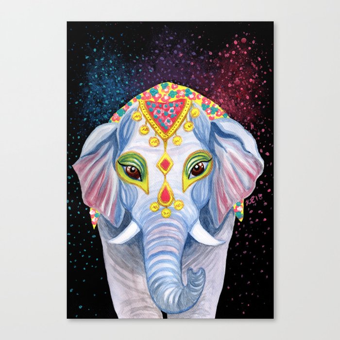 Indian Holi Elephant Watercolor And Acrylic Painting Canvas Print By Ilylilyart Society6