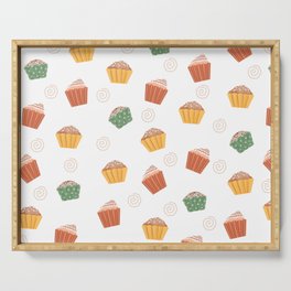 Cupcake Lover Seamless Print Pattern Serving Tray