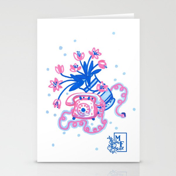 Phone Lines - Studies in Pink & Blue Stationery Cards