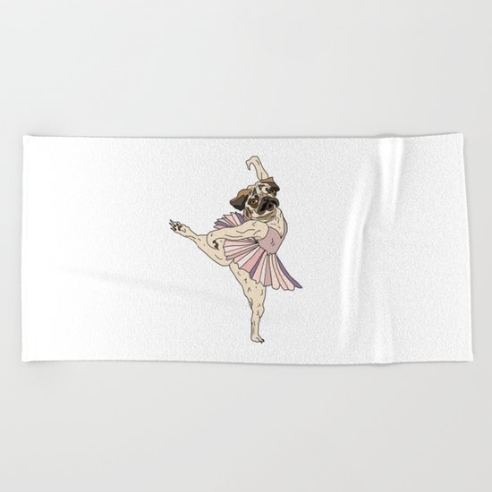 Dog Ballerina Tutu - Pug Beach Towel