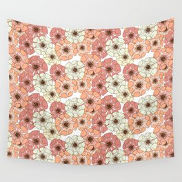 peach and rose pink floral poppy floral arrangements Wall Tapestry