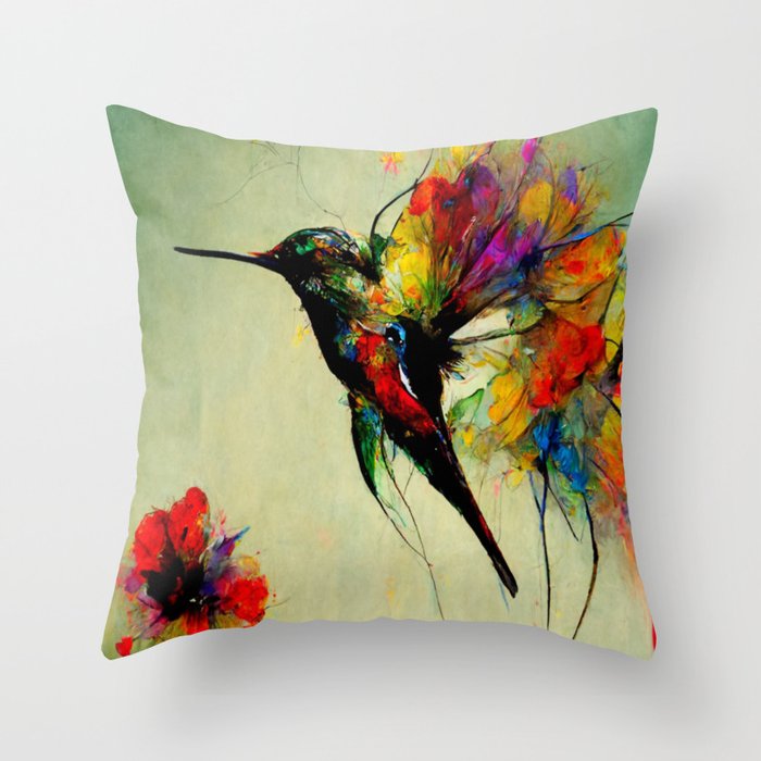 majestic hummingbird abstract Throw Pillow