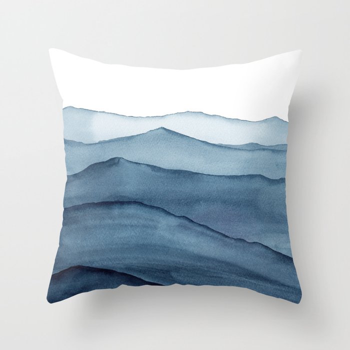 abstract watercolor waves Throw Pillow