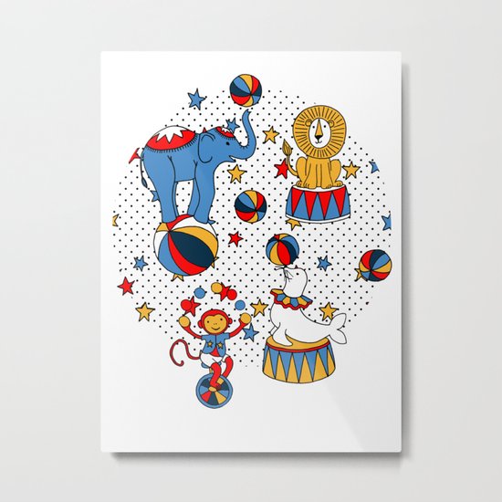 Little Circus Stars on White Metal Print