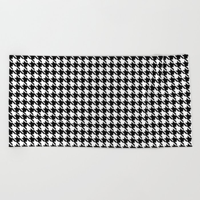 Preppypatterns Cosmopolitan Houndstooth Black And White Beach Towel By Preppypatterns Society6