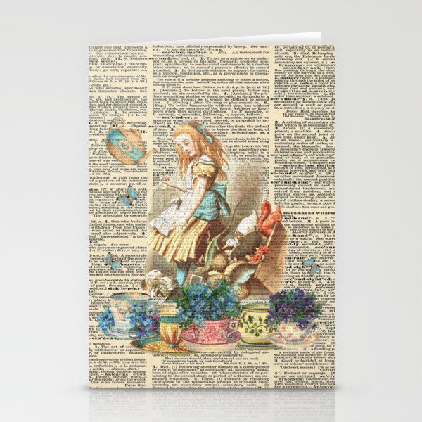 Vintage Alice In Wonderland On A Dictionary Page Stationery Cards By Maryedenoa Society6