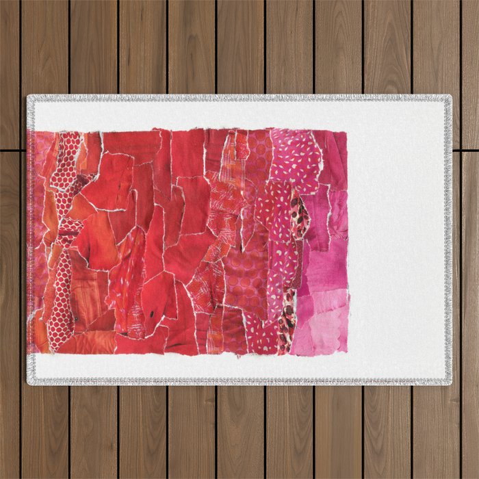 Red Ombre Collage Outdoor Rug
