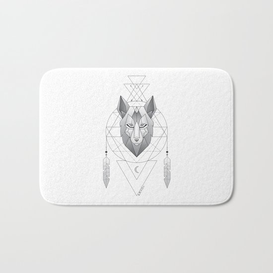 Geometric Wolf Dream Catcher Bath Mat