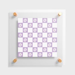 Purple & White Floral Check  Floating Acrylic Print