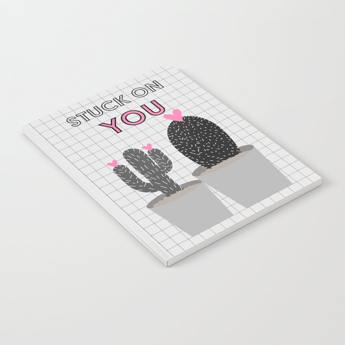 Valentine's Stuck on You Cactus print Notebook
