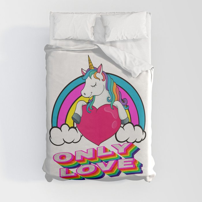 Cute Unicorn Holding A Red Heart – Valentine's Day Gift Duvet Cover