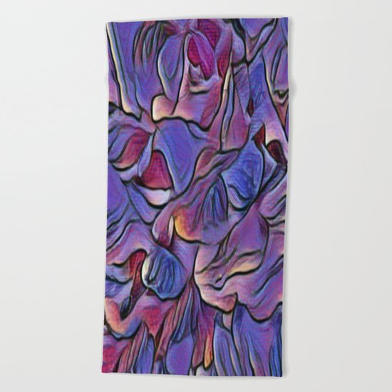 Flowing Soft Petal Abstract - Purple Beach Towel