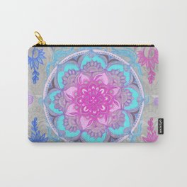 Pink, Purple and Turquoise Super Boho Doodle Medallions Carry-All Pouch