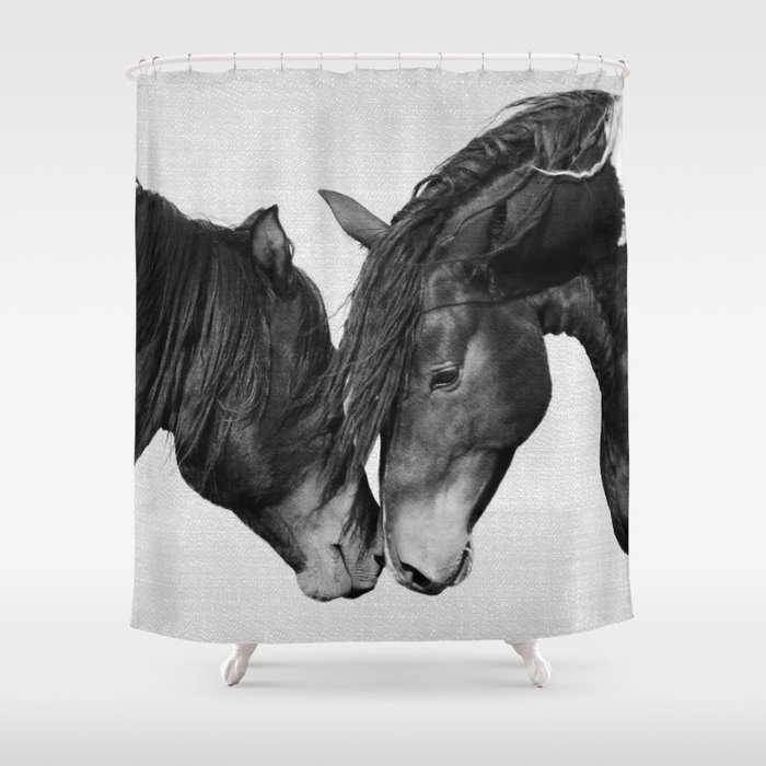 Horses - Black & White 4 Shower Curtain