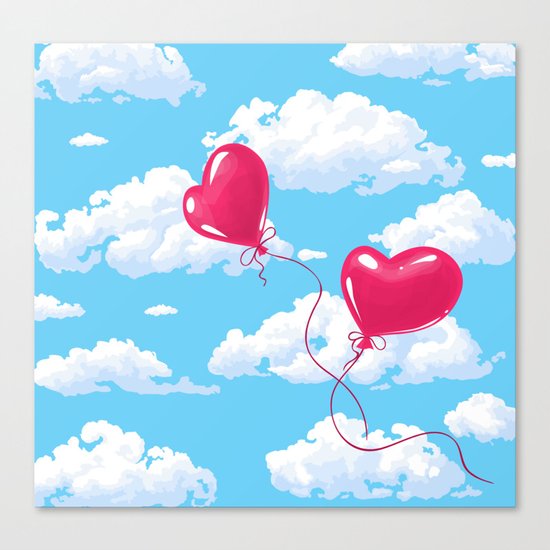 Two heart shaped red balloons Canvas Print