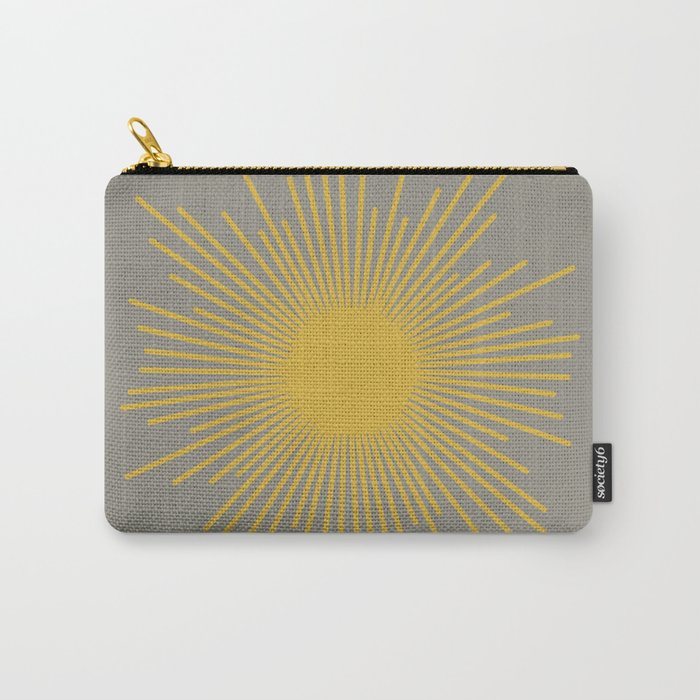 Mid Century Modern Minimalist Sunburst in Gray and Light Mustard Carry-All Pouch