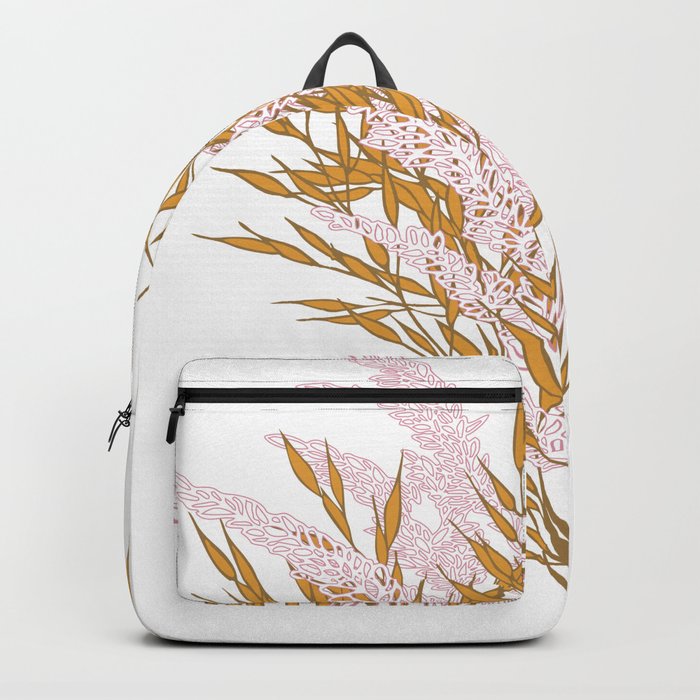Grass bloom bouquet print on white background Backpack by MILLDESIGN ...