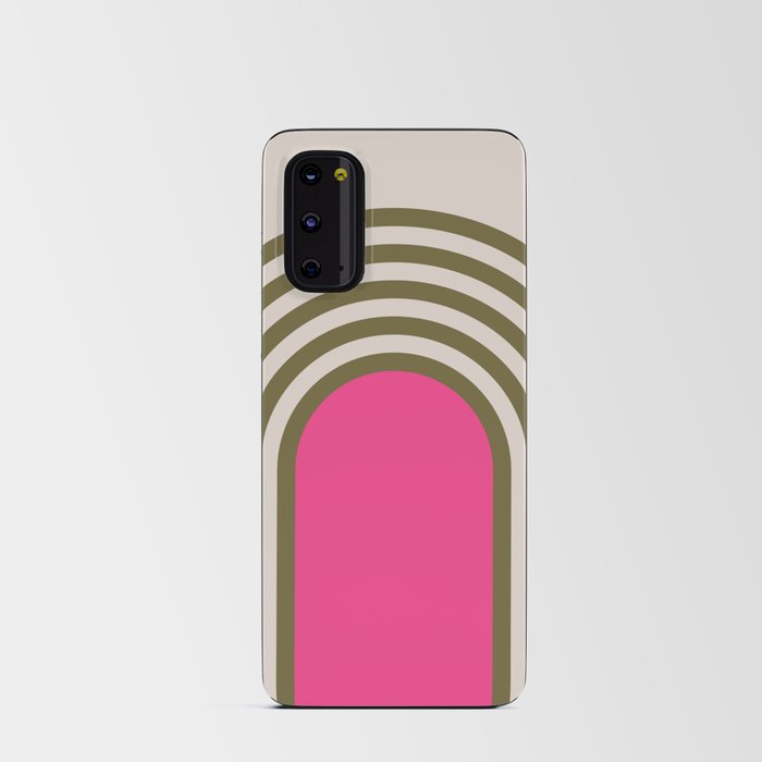 Retro Olive Green & Pink Arches  Android Card Case