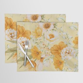 Yellow Florals with Painted Speckles on Yellow Placemat