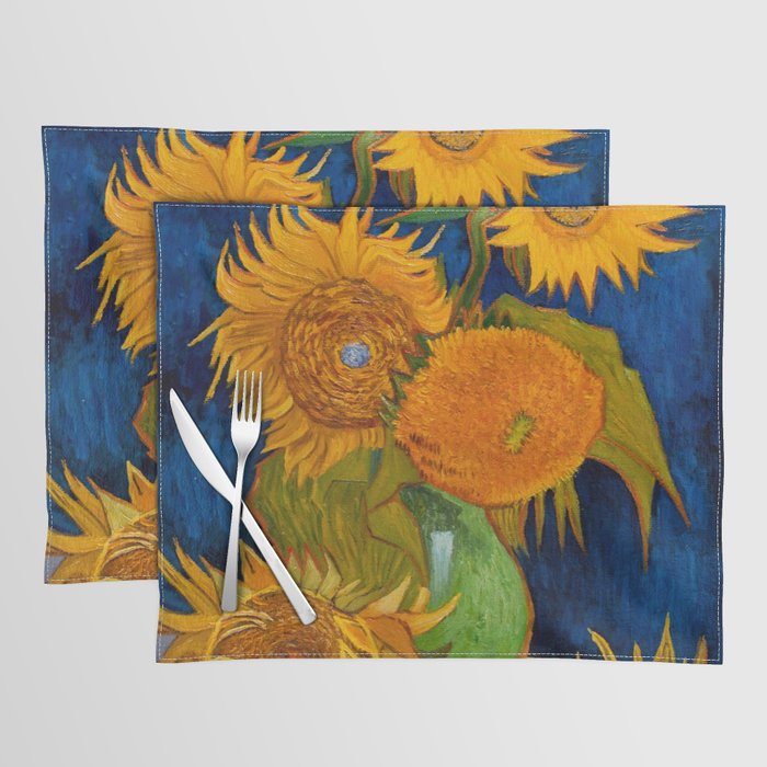 Vincent van Gogh Vase with Five Sunflowers Placemat by Vincent van Gogh