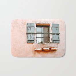 Orange House with Green Windows in Greece, Greek Travel Photography Bath Mat | Architecture, Digital, Wall, Orange, Exterior, House, Greece, Windows, Island, Summer 