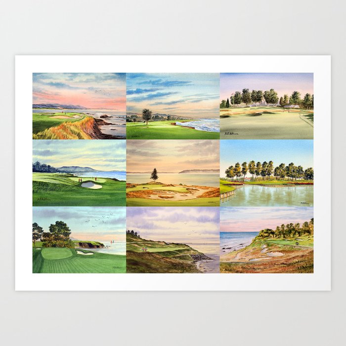 Famous Golf Courses In The USA Collage Art Print