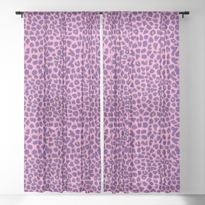 Purple Pink Leopard Print Sheer Curtain