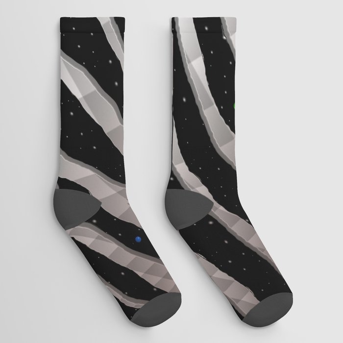 Ripped SpaceTime Stripes - Brown/White Socks