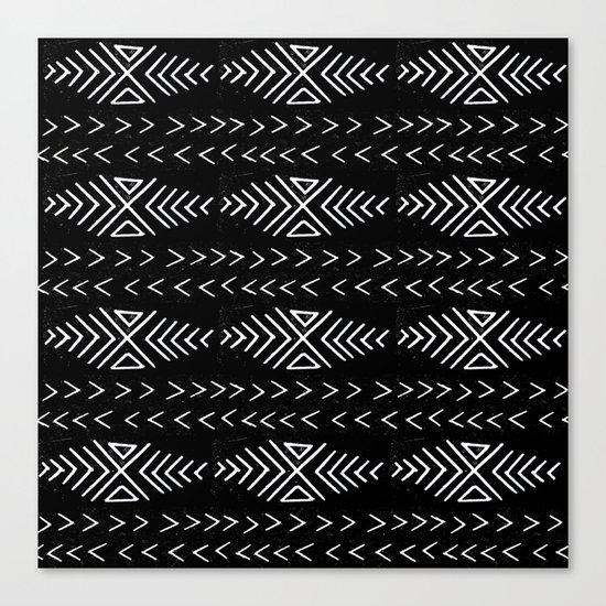 mudcloth 4 minimal textured black and white pattern home decor minimalist Canvas Print