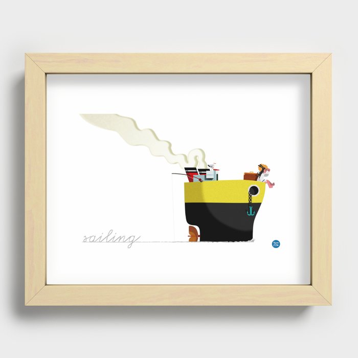 WHITE SAILING Recessed Framed Print