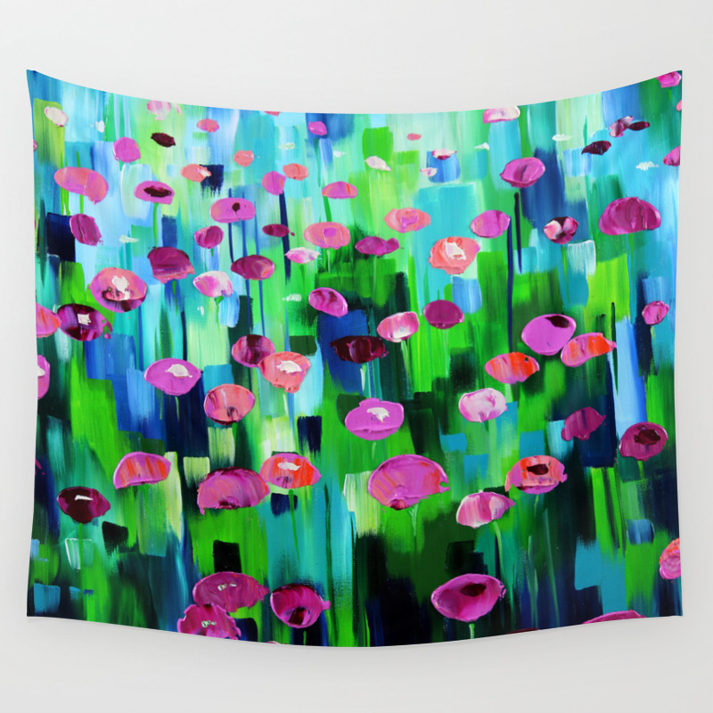 Field Of Flowers Colorful Abstract Painting Wall Tapestry By