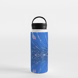 Extreme surfing pipeline wave with mirrored reflection oregon, hawaii, florida, portugal, nazare, honolulu surfer landsccape painting in ocean blue Water Bottle