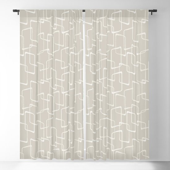 Beige Light Warm Gray Retro Geometric, Gray And Beige Patterned Curtains